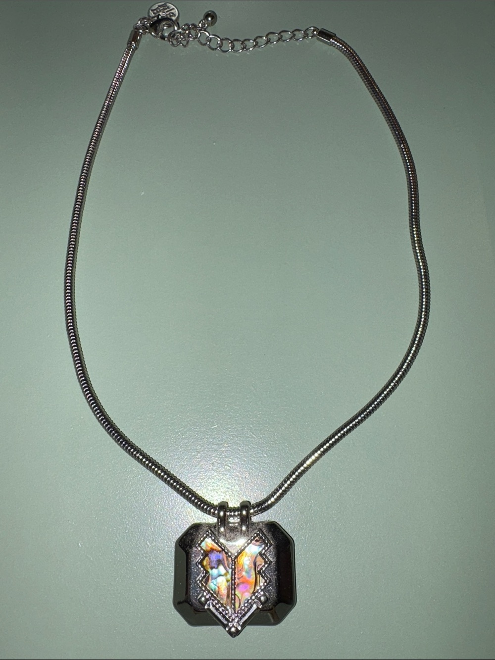 WHBM Silver Pendant Necklace with Abalone Inlay Design